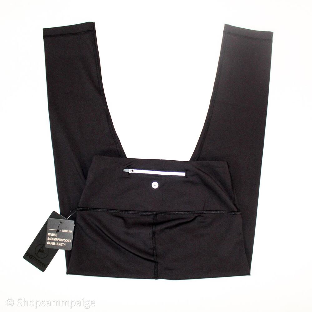 90 Degree Reflex Hi Rise Capri Leggings Black Small NWT